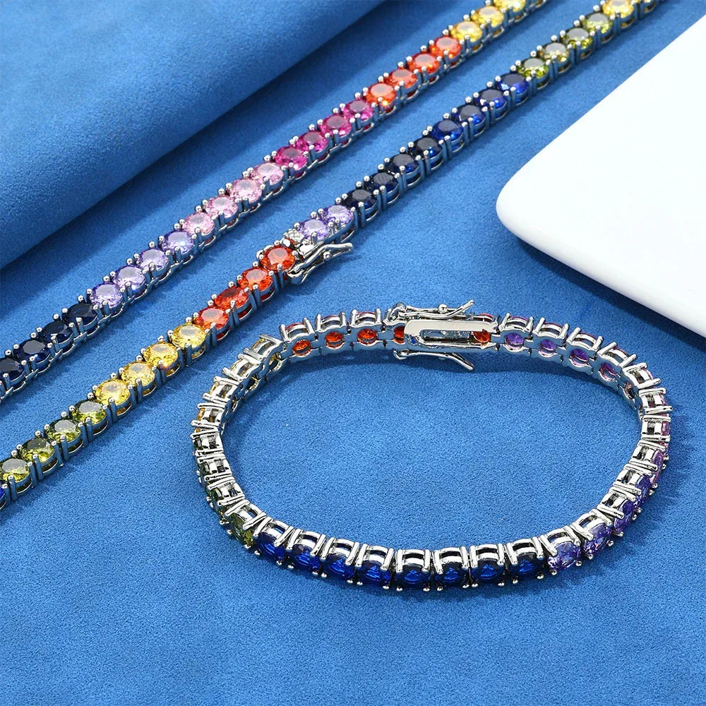 Custom 5mm Colorful Zircon Tennis Bracelet Hip Hop Bling for Men | Caratix - CaratixJewelry